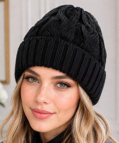 Comprar touca feminina tricot trançada canelada barra dobrada inverno encorpada barata em promoção DAFITI  