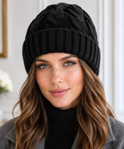 Comprar touca feminina tricot trançada canelada barra dobrada inverno encorpada barata em promoção DAFITI  
