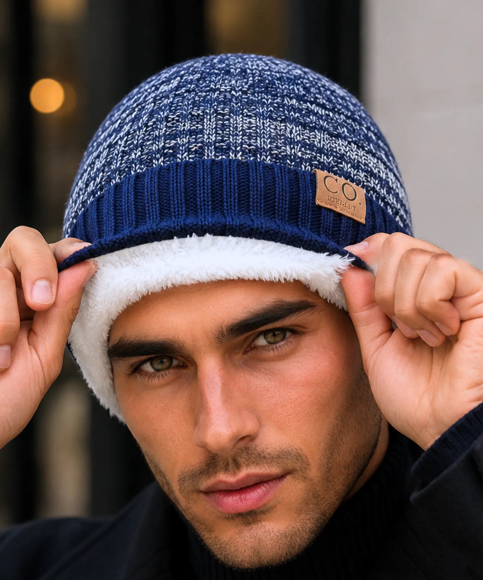 Comprar touca masculina tricot forro peluciado quente confortável inverno casual premium barata em promoção Anellimn