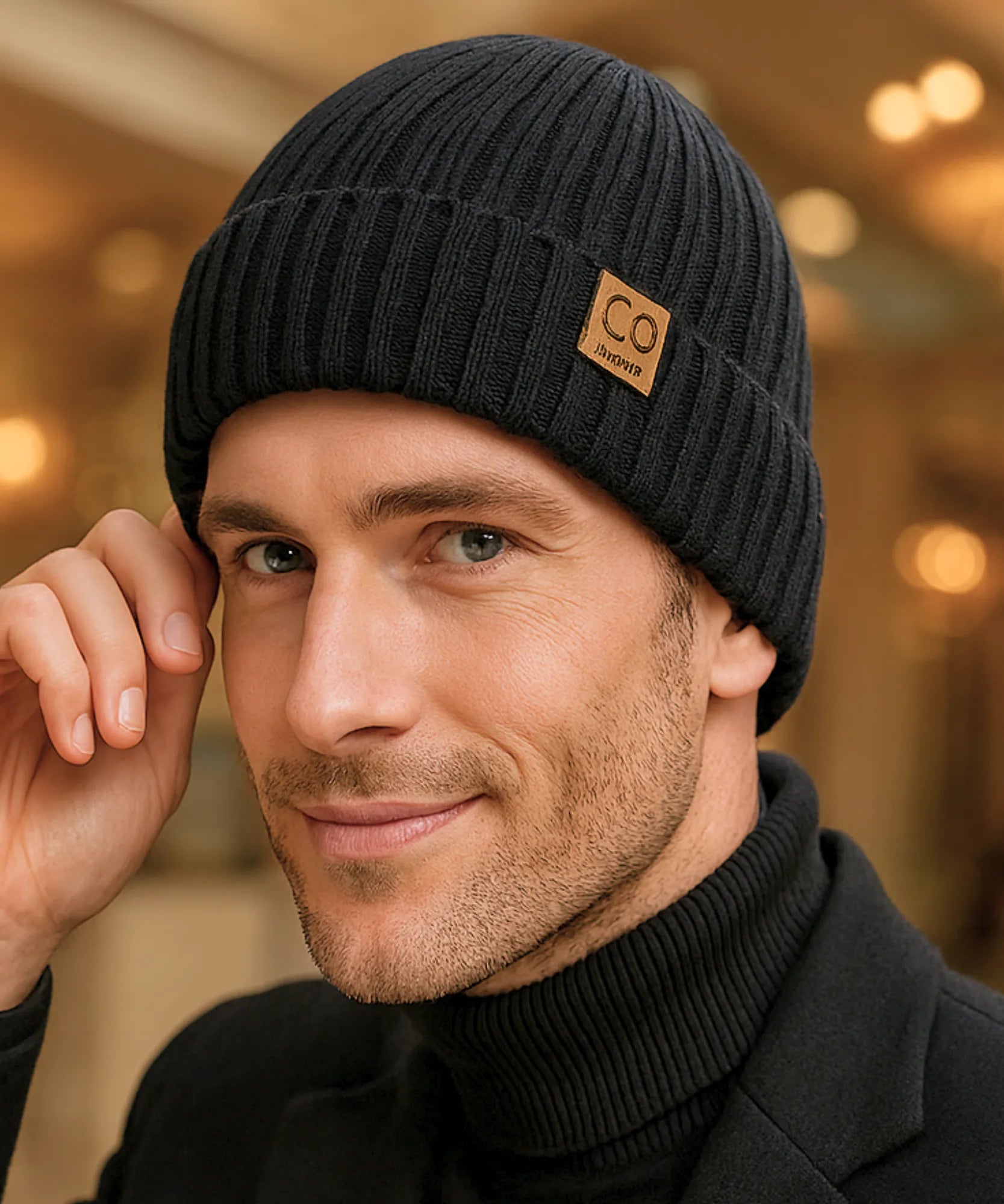 Comprar touca masculina tricot forro peluciado cinza quente confortável inverno casual premium barata ANELLIMN
