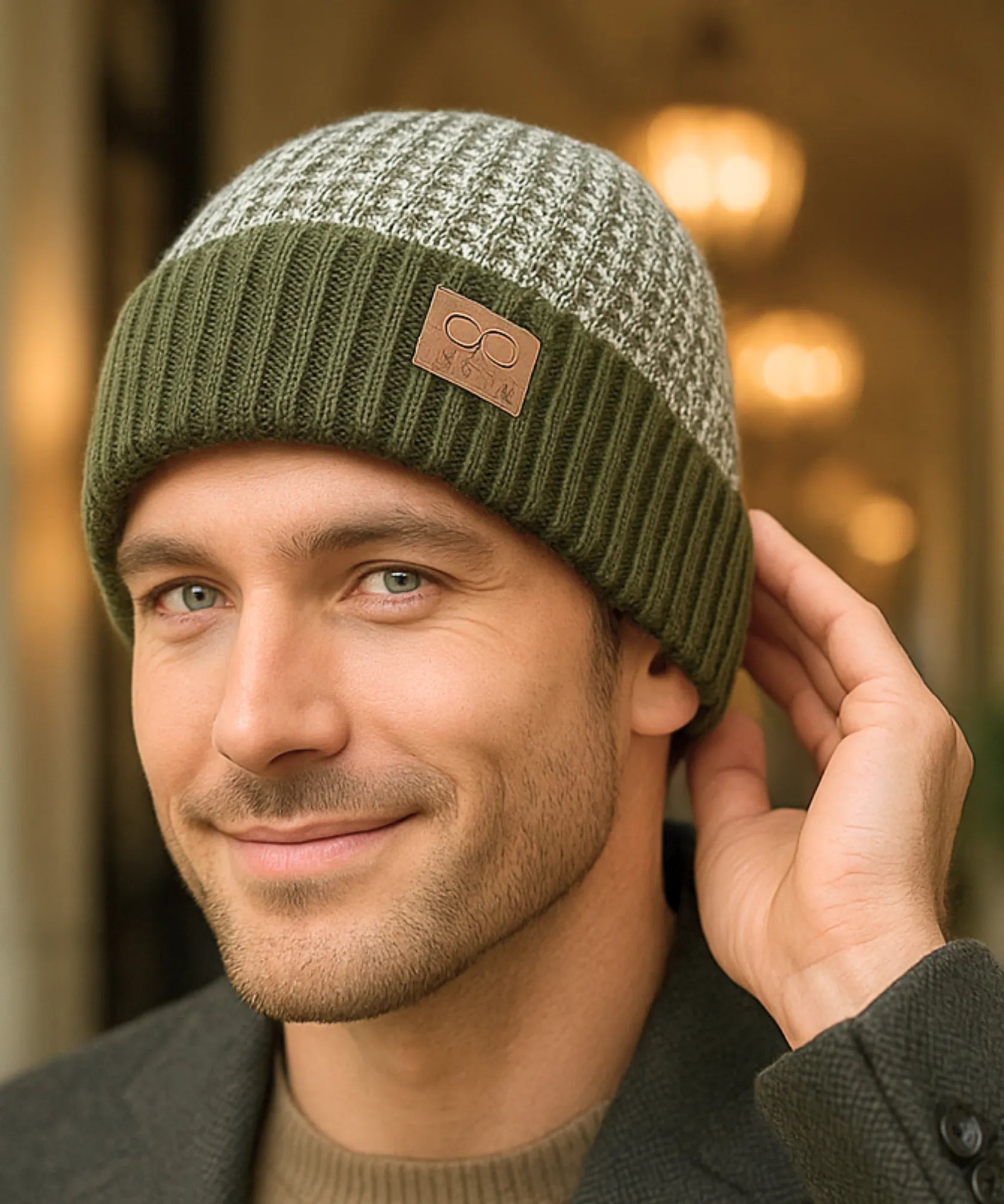 Comprar touca masculina tricot forro peluciado cinza quente confortável inverno casual premium barata ANELLIMN
