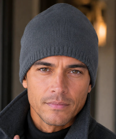 Comprar touca térmica masculina tricô canelado forro pelo sintético interno quente inverno barata em promoção Anellimn