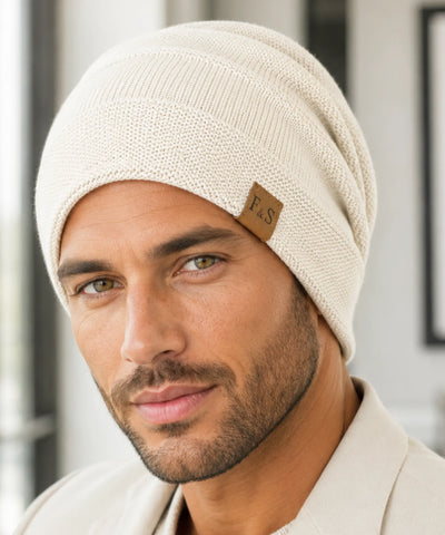Comprar touca térmica masculina tricô com forro pelo sintético gorro slouchy unissex inverno barato promoção Anellimn