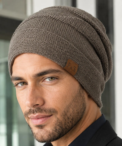 Comprar touca térmica masculina tricô com forro pelo sintético gorro slouchy unissex inverno barato promoção Anellimn