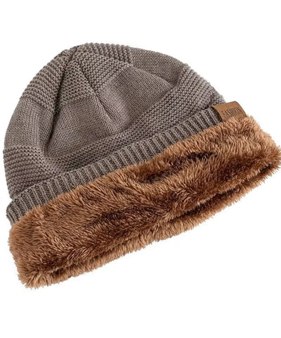 Comprar touca térmica masculina tricô com forro pelo sintético gorro slouchy unissex inverno barato promoção Anellimn