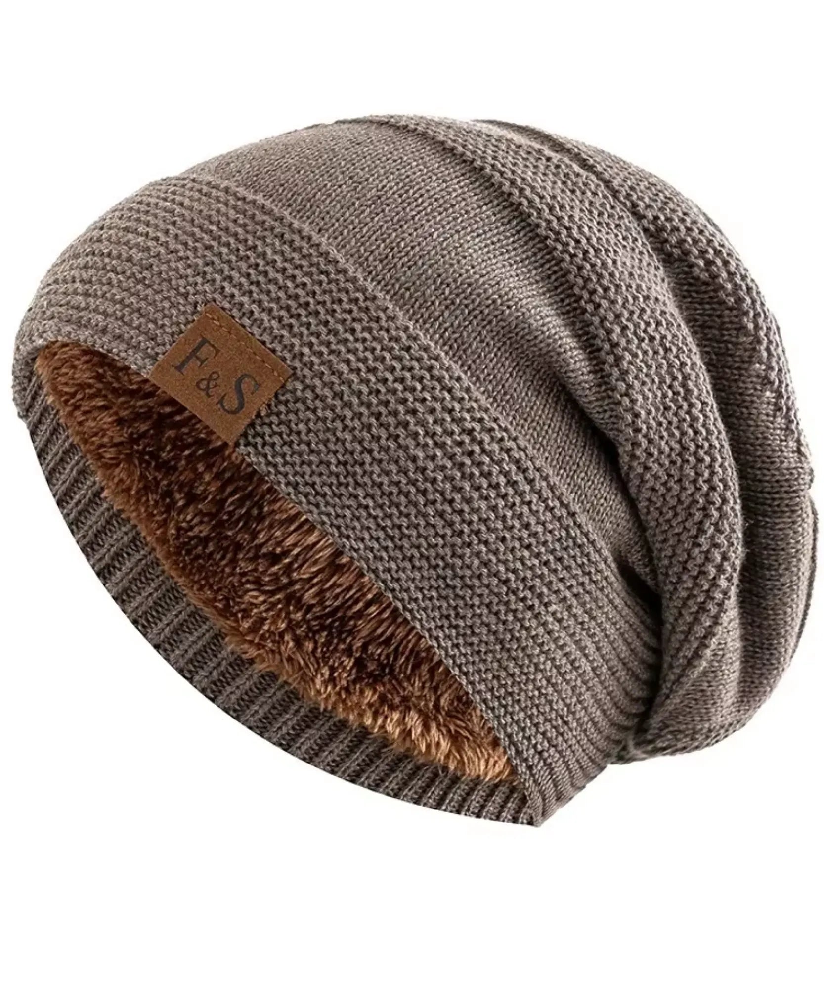 Comprar touca térmica masculina tricô com forro pelo sintético gorro slouchy unissex inverno barato promoção Anellimn
