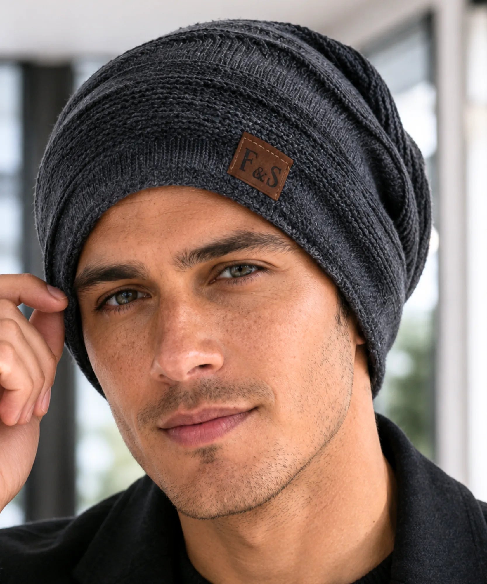 Comprar touca térmica masculina tricô com forro pelo sintético gorro slouchy unissex inverno barato promoção Anellimn