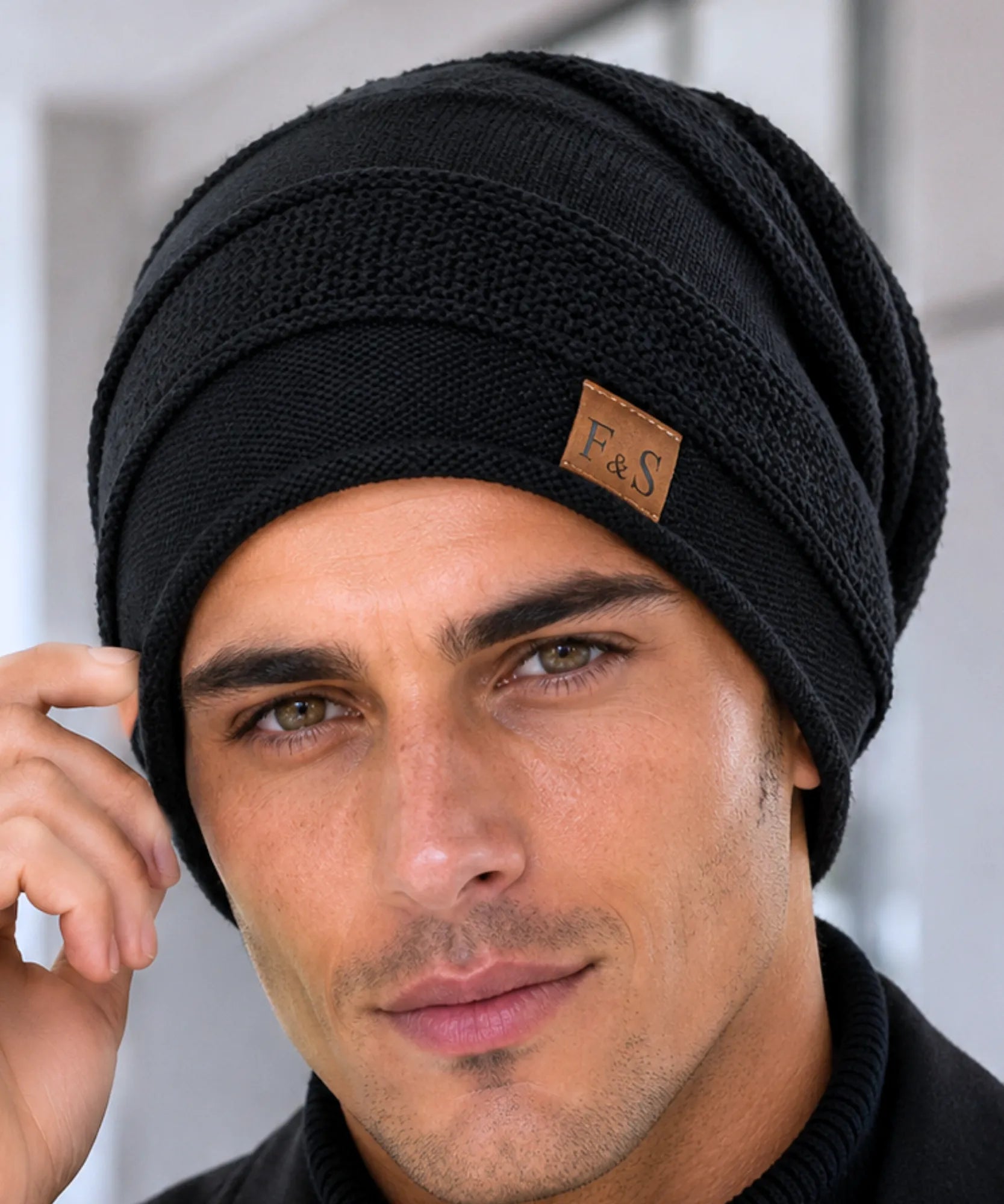 Comprar touca térmica masculina tricô com forro pelo sintético gorro slouchy unissex inverno barato promoção Anellimn