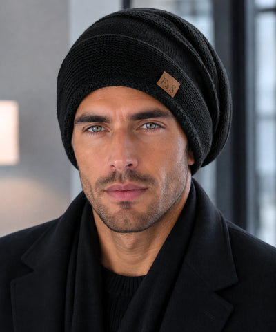 Comprar touca térmica masculina tricô com forro pelo sintético gorro slouchy unissex inverno barato promoção Anellimn