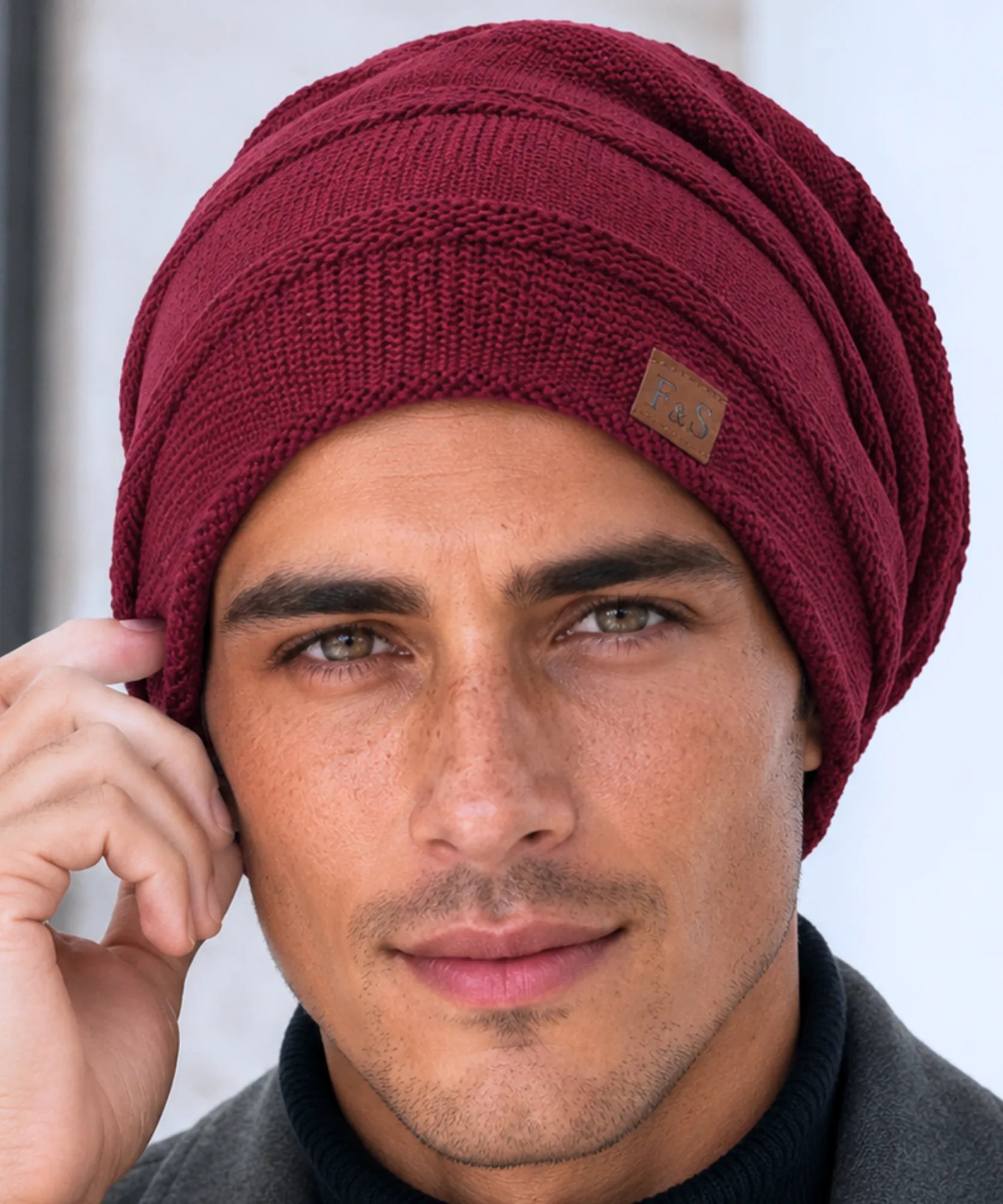 Comprar touca térmica masculina tricô com forro pelo sintético gorro slouchy unissex inverno barato promoção Anellimn