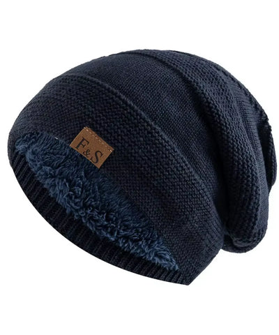 Comprar touca térmica masculina tricô com forro pelo sintético gorro slouchy unissex inverno barato promoção Anellimn