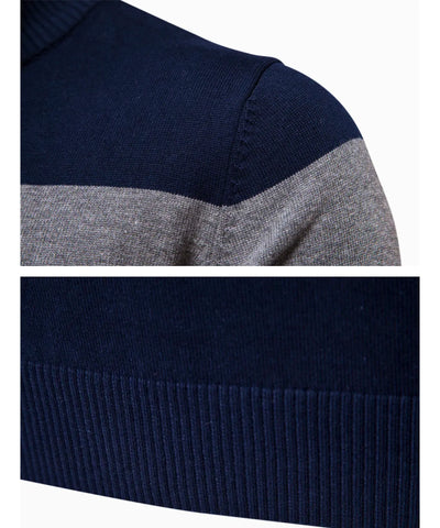 Suéter Masculino Tricot Zíper Listrado Inverno Elegante  | Lusi
