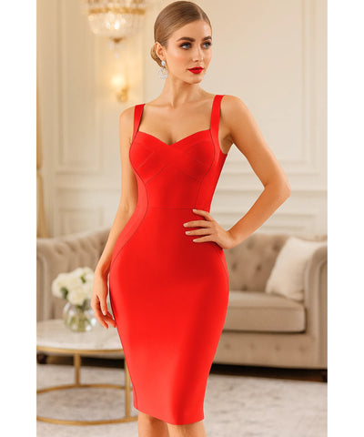Comprar Vestido de Festa Midi vermelho tubinho barato Bandagem Casamento dia Convidada  - promoção ZARA
