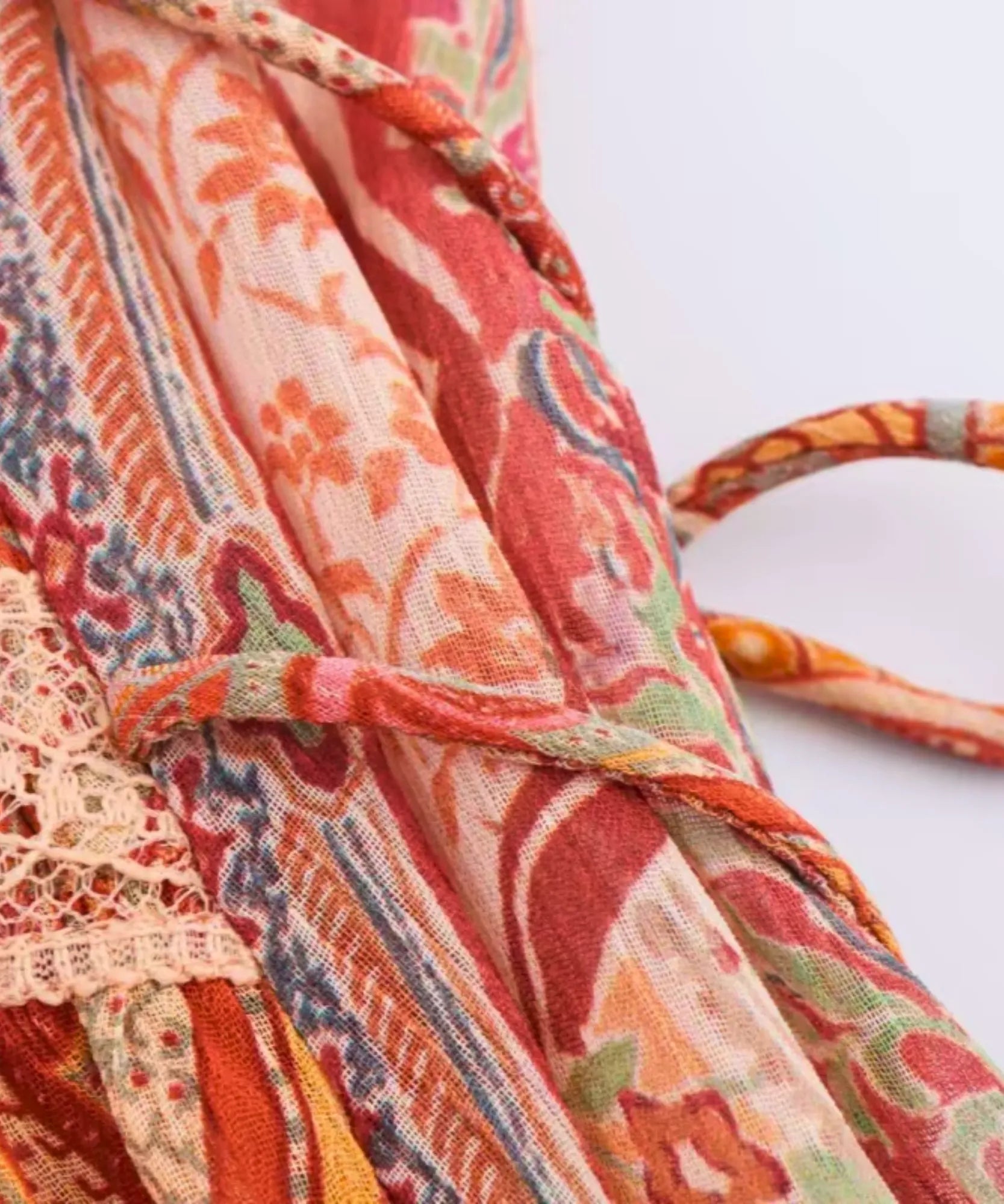 Comprar vestido boho chic com amarração lateral terracota em promoção Anellimn