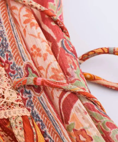 Comprar vestido boho chic com amarração lateral terracota em promoção Anellimn