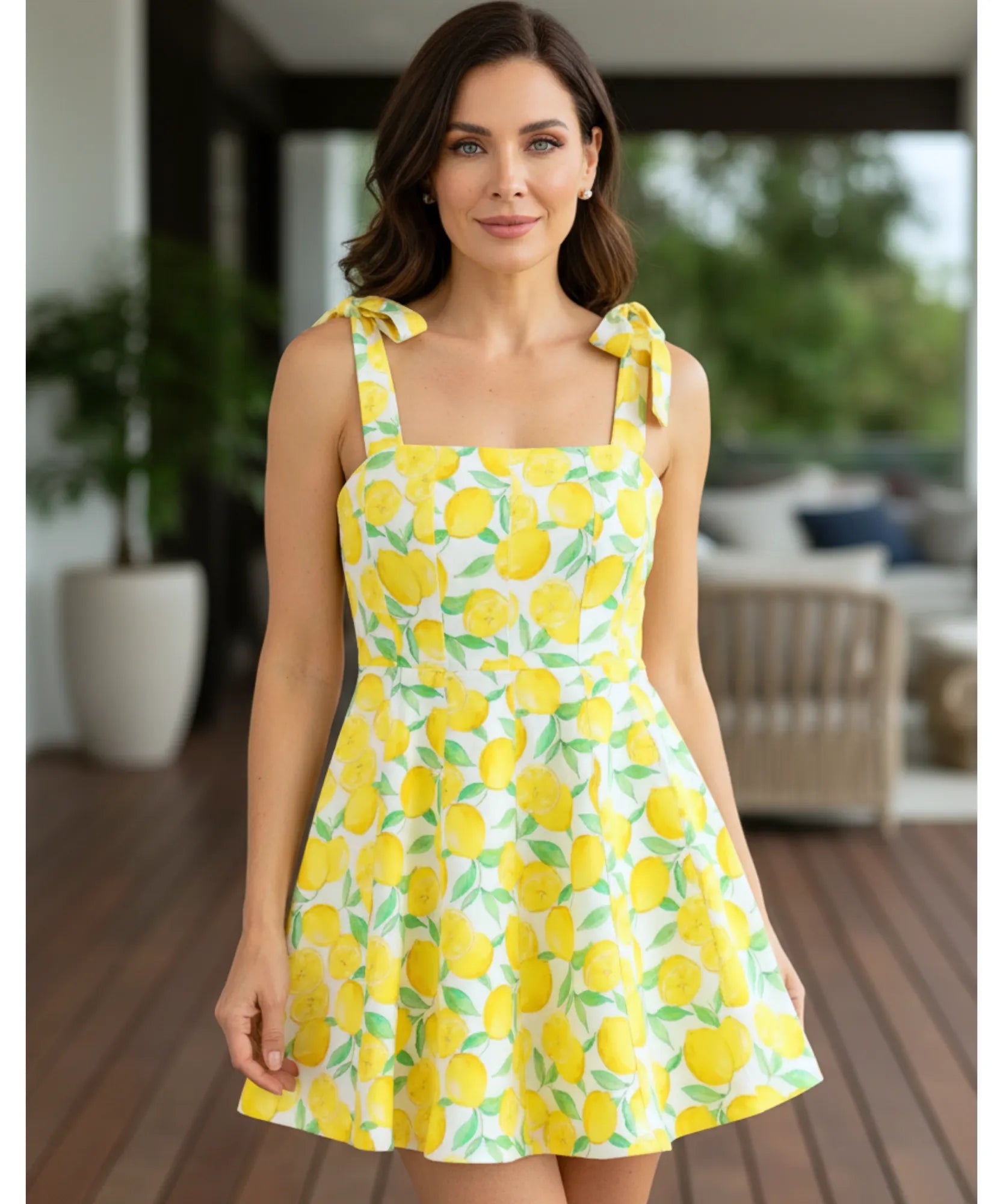 Comprar vestido boho curto estampado frutas alças amarrar verão casual feminino barato promoção ZARA