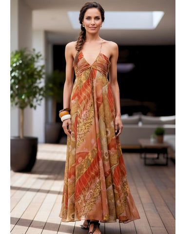 Comprar vestido boho feminino chiffon floral plissado alças finas elegante verão casamento dia barato promoção ZARA

