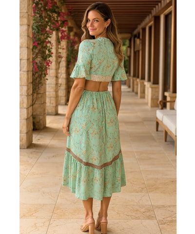 Vestido Boho Florido Midi Feminino Casual Verão | Câmi