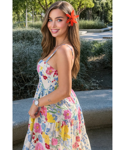 Comprar vestido boho midi feminino florido estampado com camadas e alças ajustáveis para verão barato em promoção ZARA
