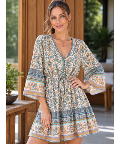 Comprar vestido boho off white barato Anellimn