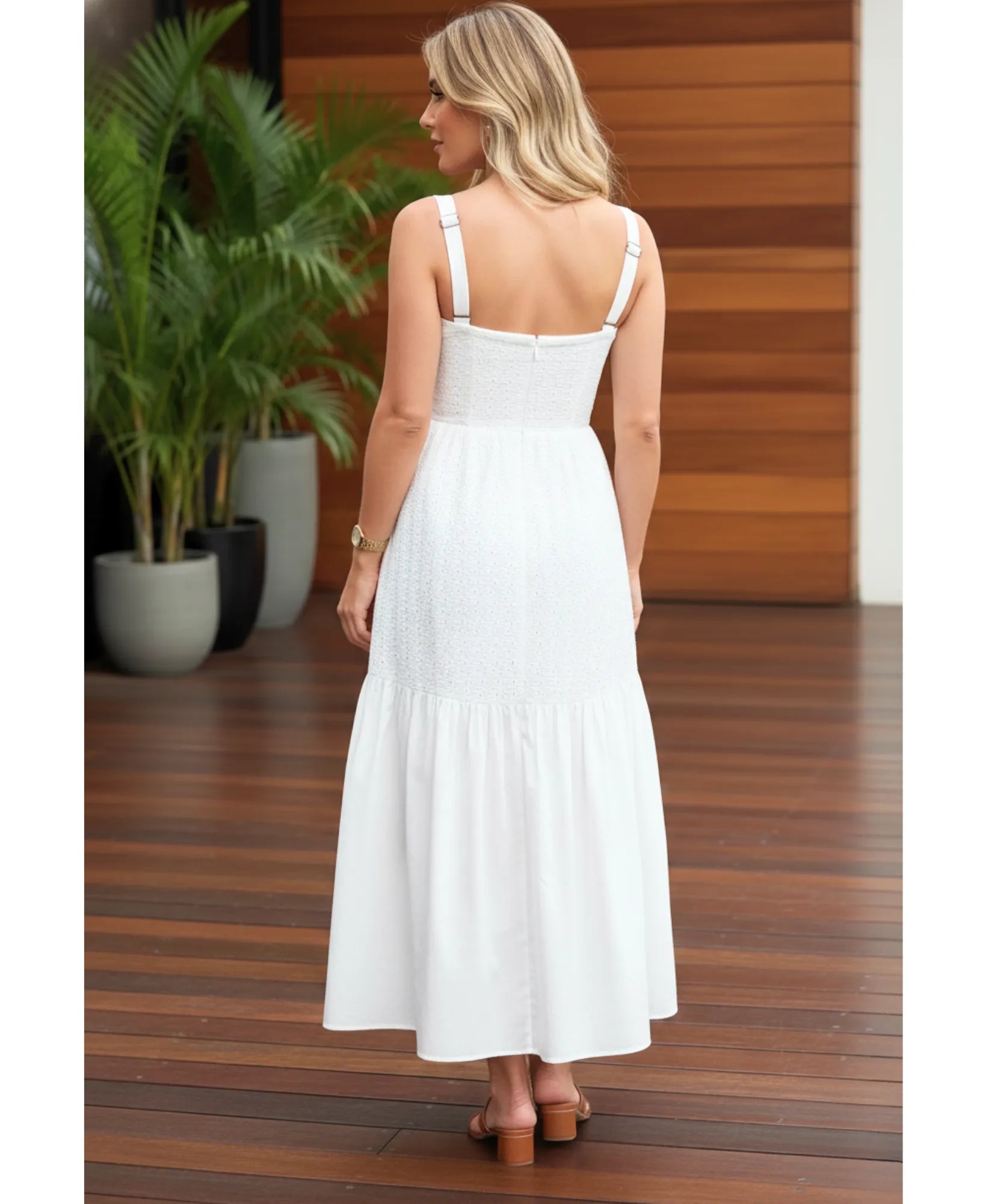 Comprar vestido branco midi feminino laise poá alças largas elegante verão casamento civil barato em promoção ZARA