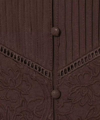 Comprar vestido curto com manga marrom detalhe dos botões barato Anellimn