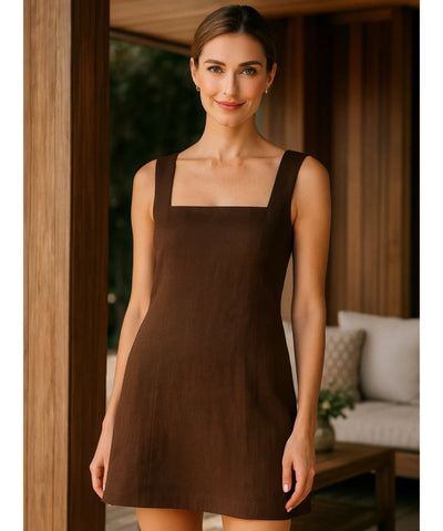 Comprar vestido curto feminino sarja decote quadrado com zíper lateral social para trabalho barato em promoção ZARA
