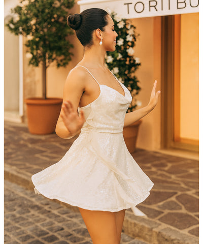 Vestido Curto Paetês Alcinha Festa Elegante | Persas