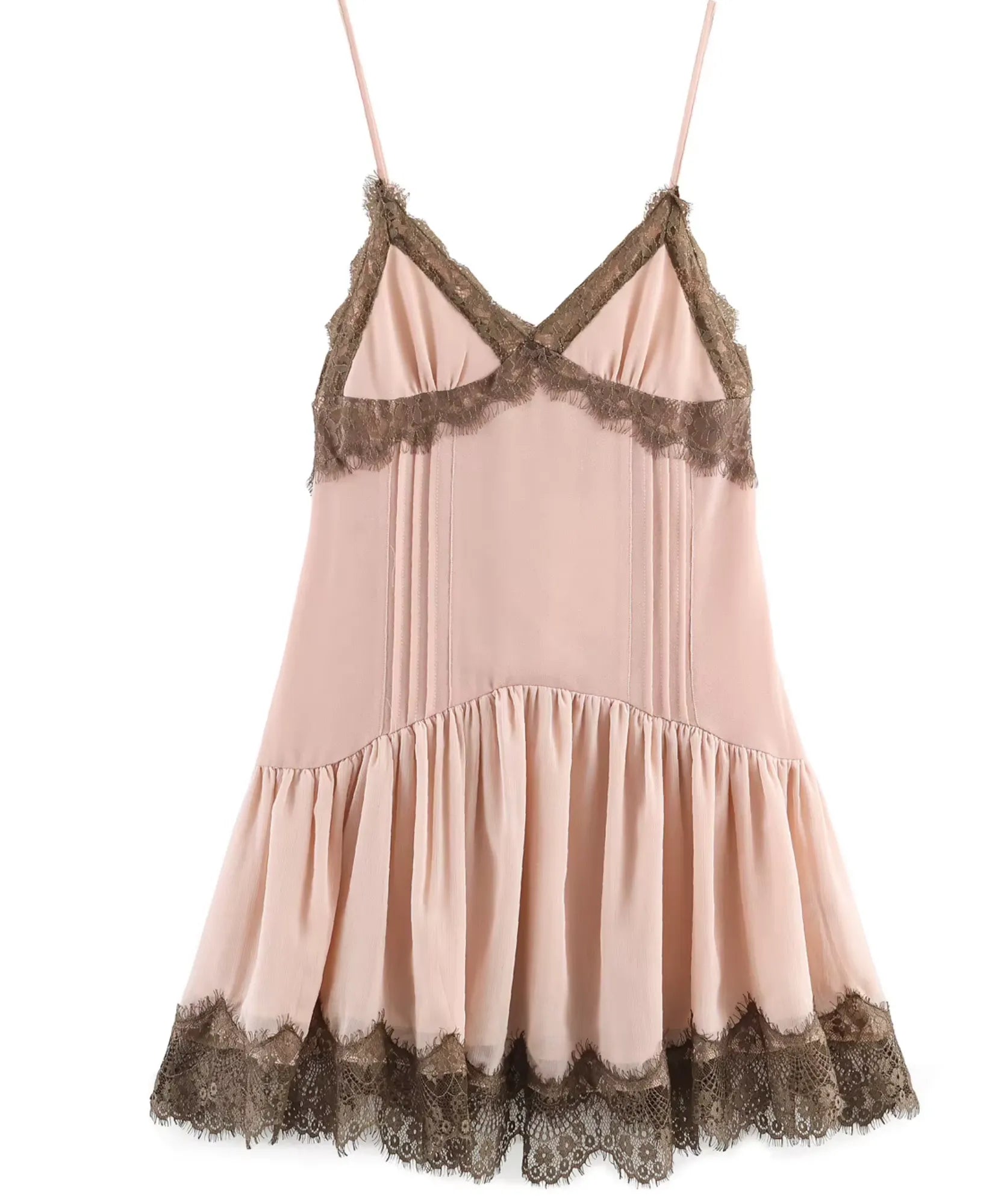 Comprar vestido de alcinha curto soltinho com babado rosa barato Anellimn