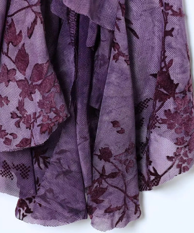 Comprar vestido de babado curto roxo detalhe da barra em tule floral barato Anellimn