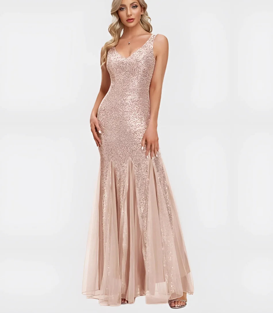 Comprar Vestido Longo Sereia com Paetê para Madrinha e Festas Vinho - Anellimn
