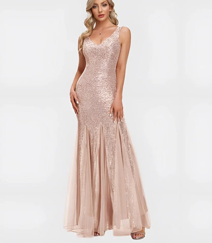 Comprar Vestido Longo Sereia com Paetê para Madrinha e Festas Vinho - Anellimn
