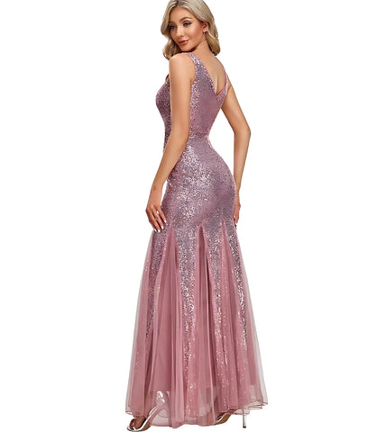 Comprar Vestido Longo Sereia com Paetê para Madrinha e Festas Rosa - Anellimn
