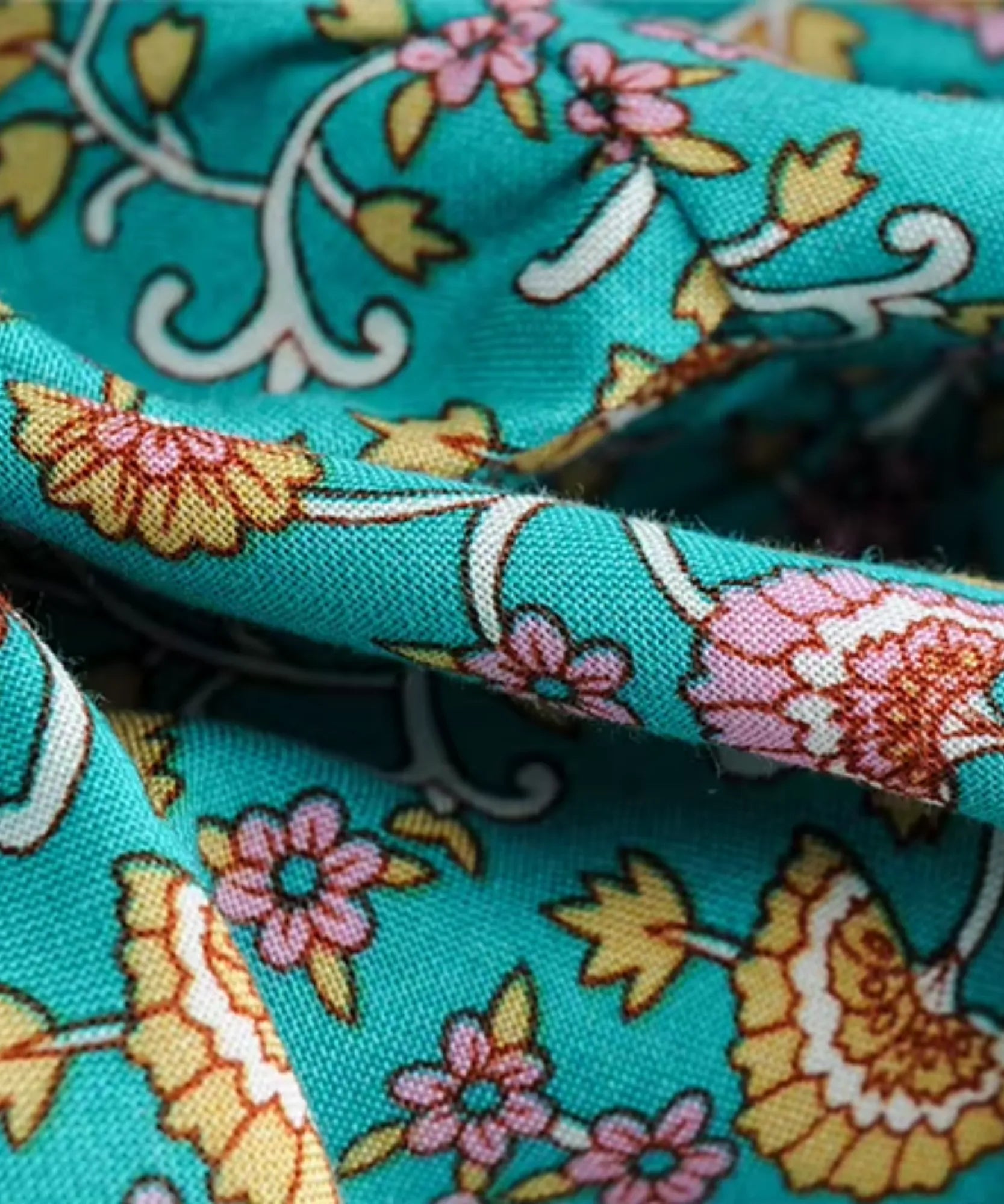 Comprar vestido de praia longo tecido viscose azul turquesa em promoção Anellimn