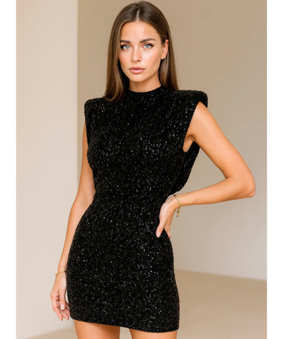 Vestido De Festa Curto Paetês Elegante Brilhante Formatura | Seli
