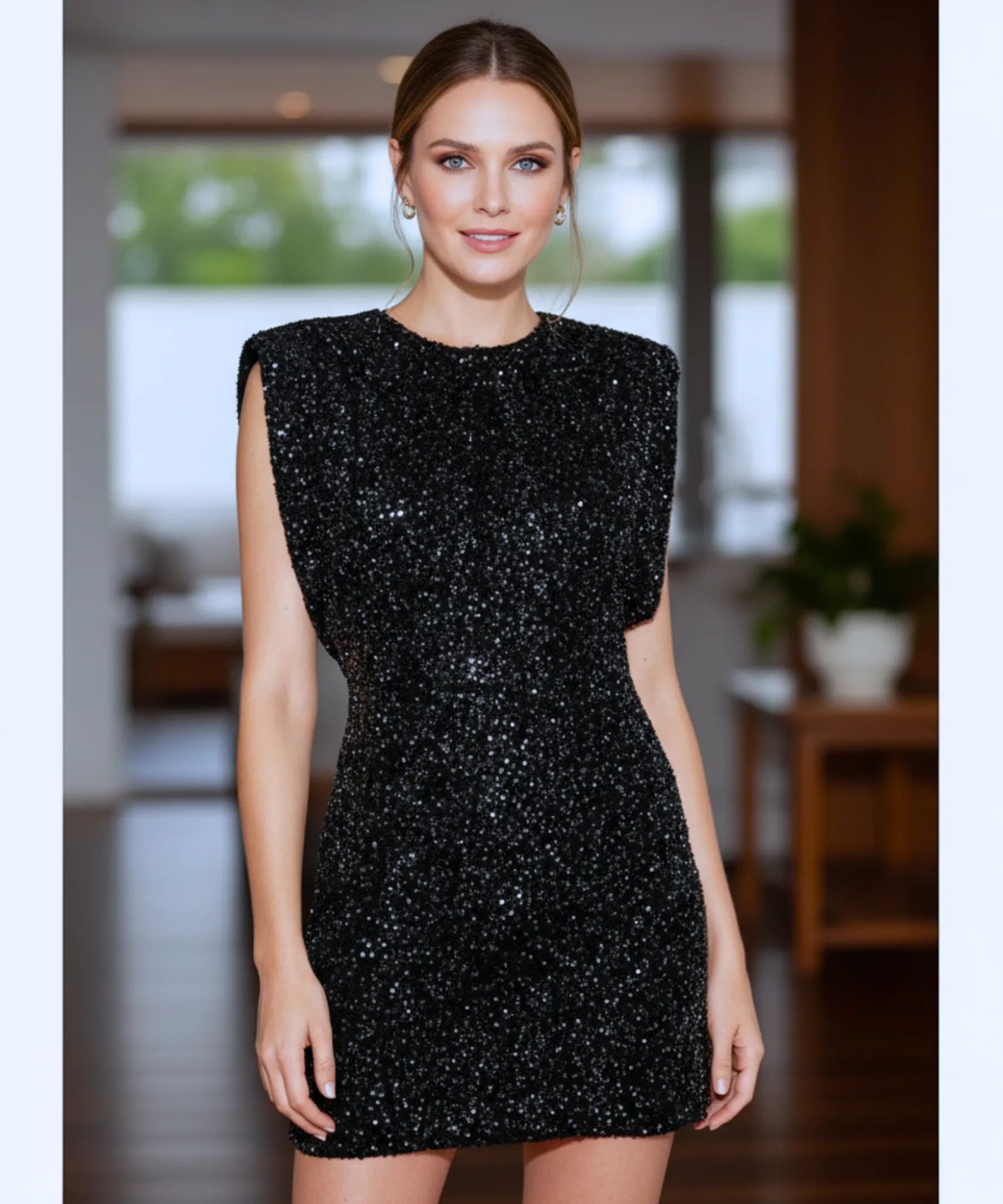 Comprar vestido de festa curto paetês elegante gola alta brilhante balada formatura noite em promoção ZARA