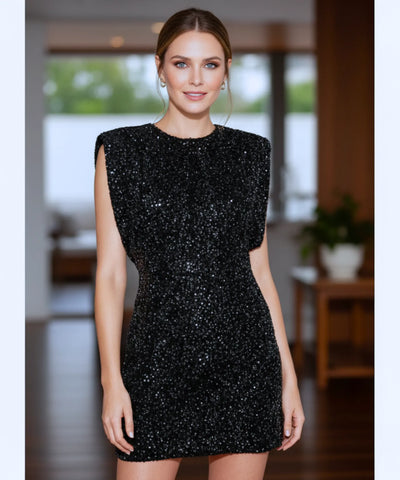 Comprar vestido de festa curto paetês elegante gola alta brilhante balada formatura noite em promoção ZARA