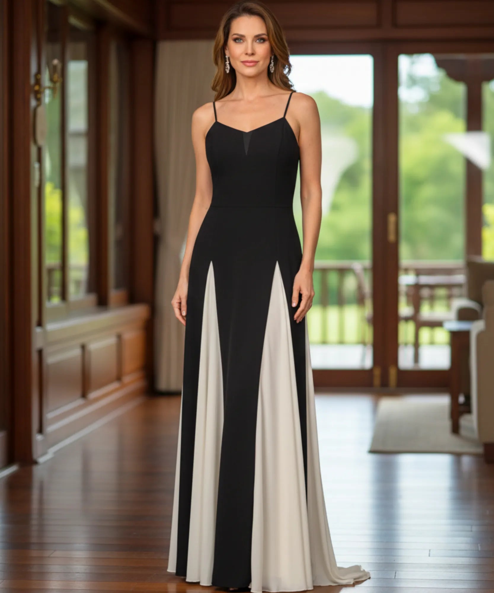 Comprar vestido de festa longo bicolor preto branco casamento formatura convidada madrinha elegante em promoção ZARA