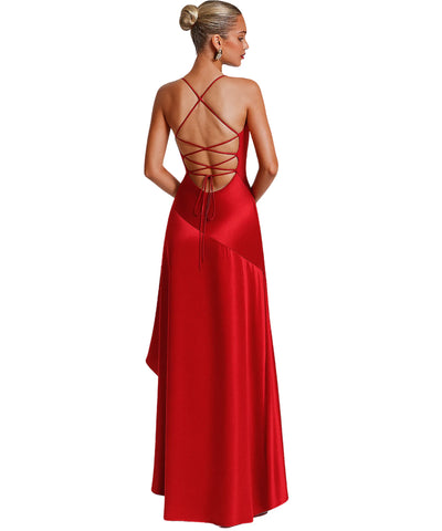 Vestido de Festa Longo Fenda Decote Drapeado Casamento | Annelis