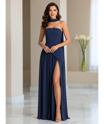 Comprar vestido de festa longo vinho com gola choker e design assimétrico para casamentos formaturas e eventos especiais em promoção LADY DRESS
