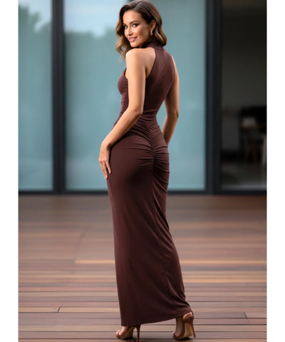 Comprar Vestido de Festa Longo Madrinhas Halter Neck Malha Premium com Fenda Elegante em promoção ZARA