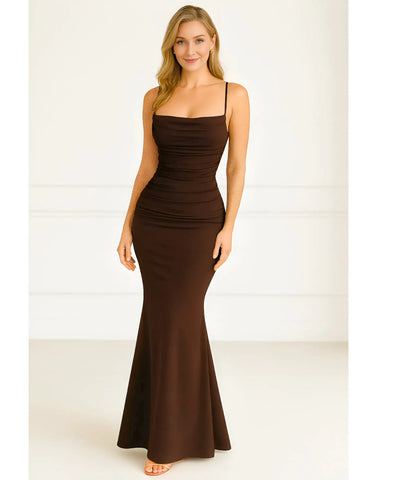 Vestido de Festa Longo Elegante Alças Finas Sereia Casamento | Esmeralda