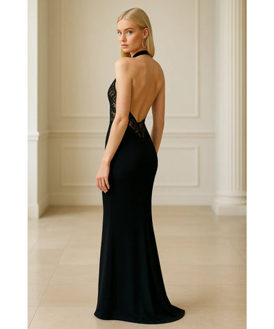 Vestido de Festa Longo Renda Gola Alta Elegante | Hera