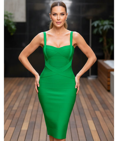 Comprar vestido de festa midi canelado bandage modelador elegante casamento formatura promoção ZARA - LADY DRESS