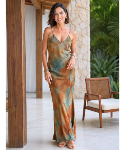 Comprar vestido indiano longo boho tie dye para casamento dia e eventos especiais com estampa artesanal exclusiva em promoção ANELLIMN