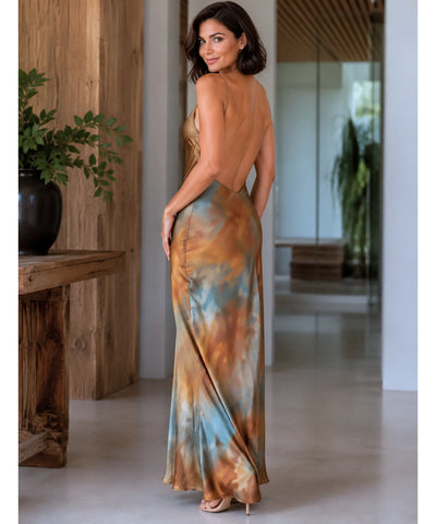 Comprar vestido indiano longo boho tie dye para casamento dia e eventos especiais com estampa artesanal exclusiva em promoção ANELLIMN