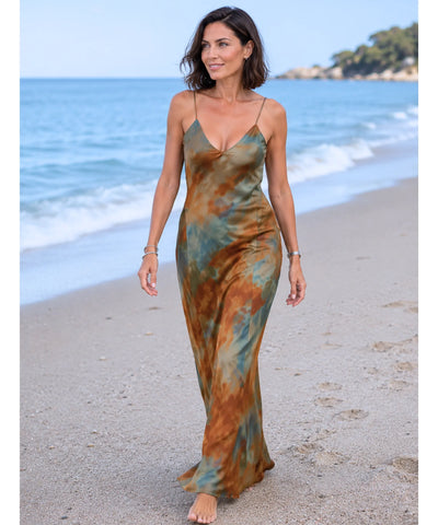 Comprar vestido indiano longo boho tie dye para casamento dia e eventos especiais com estampa artesanal exclusiva em promoção ANELLIMN