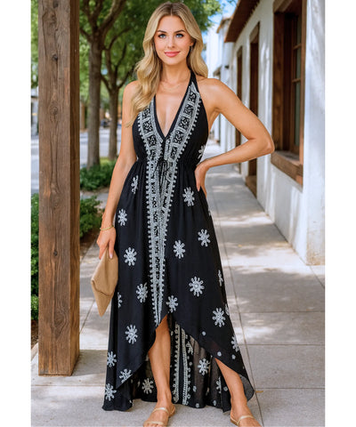 Vestido Indiano Longo Feminino Estampado Boho Casual | Acque