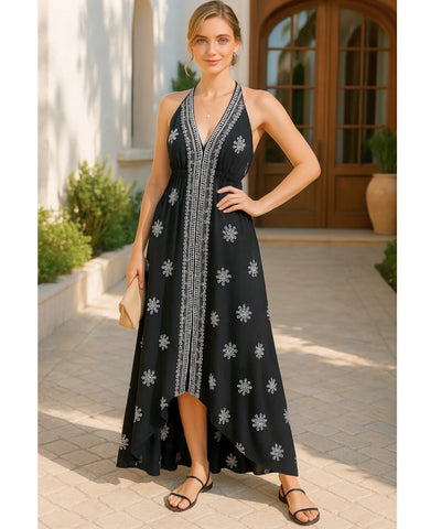 Vestido Indiano Longo Feminino Estampado Boho Casual | Acque