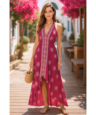 Vestido Indiano Longo Feminino Estampado Boho Casual | Acque